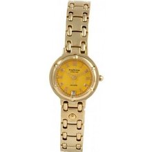 Krug Baumen 5120DL Charleston 4 Diamond Yellow Dial Gold Strap