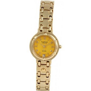 Krug Baumen 5120DL Charleston 4 Diamond Yellow Dial Gold Strap
