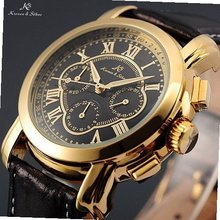 Brand New Automatic Mechanical Date Day Black Leather 6 Hands Sport