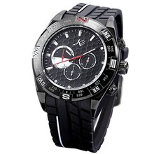 KS Automatic Mechanical 6 Hands Day Date  Black Dial Rubber Sport Wrist KS077