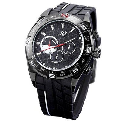 KS Automatic Mechanical 6 Hands Day Date  Black Dial Rubber Sport Wrist KS077