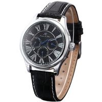KS Automatic Mechanical Black Dial Date Day 24 Hours Leather  Sport KS080