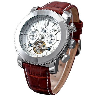 KS Automatic Mechanical Leather White Dial Luxury Wrist KS020