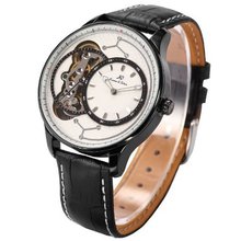 Ks Automatic Mechanical Skeleton White Dial Dual Movement Leather Wrist KS129