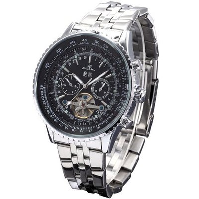 KS Automatic Mechanical Tourbillon Date Day Black Dial Sport Wrist Gift KS084