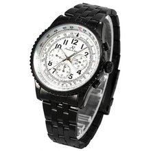 KS Aviator 6 Hands Date Dial Black Band  Automatic Mechanical Wrist KS101