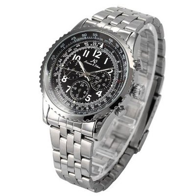 KS Aviator Date Day Black Dial  Automatic Mechanical Stainless Steel Wrist KS098
