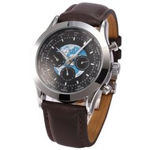 KS Black Transocean Automatic Mechanical Date Analog Leather Band KS107