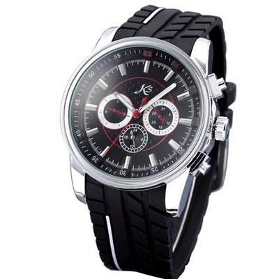 KS Day Date 24 Hours Automatic Mechanical Black Dial Rubber Wrist KS075