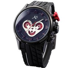 KS Day Date Automatic Mechanical Black Dial Rubber Band Wrist KS073