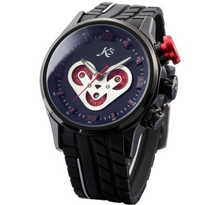 KS Day Date Automatic Mechanical Black Dial Rubber Band Wrist KS073