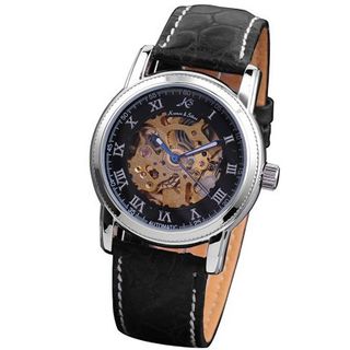 KS Golden Skeleton Automatic Mechanical Leather Strap Wrist KS001