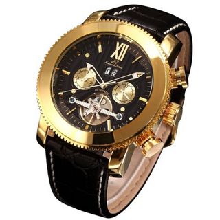 KS Golden Tourbillon Automatic Mechanical Black Leather KS021