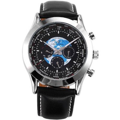 KS Luxury Dress Diamond Black Automatic Mechanical Date Day Leather KS088