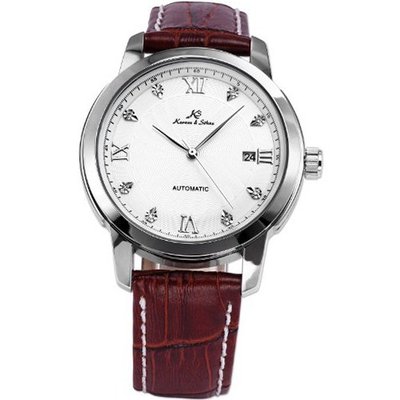 KS Luxury White Dial Date Automatic Mechanical Leather Dress Analog Wrist KS093