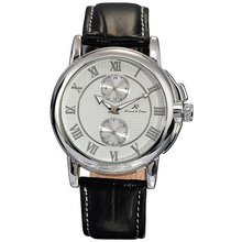 KS Luxyry Classical Mechanical Leather Band Army Wrist White Dial KS043