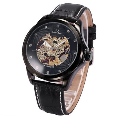 KS Royal Carving Black Skeleton Elegant Automatic Mechanical Dress KS103