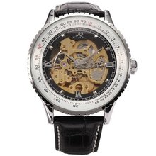 Ks Royal Carving Luxury Automatic Mechanical Skeleton Black Leather Wrist KS110