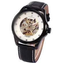 KS Royal Carving White Skeleton Luxury Leather Auto Mechanical Sport KS102