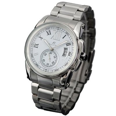 KS White Date Stainless Steel Automatic Mechanical Wrist + Gift Box KS065