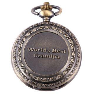 Worlds Best Grandpa Gift Full Hunter Vintage Retro Quartz Pendant Pocket WPK140