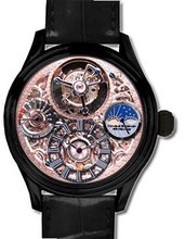 KULTUhR Center Tourbillon with Rose Gold Plated Skeletonized Movement - Black Case Limited Edition