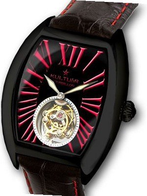 KULTUhR Superstar Tourbillon with Red Numerals on Astro Black Dial - Black Case Limited Edition