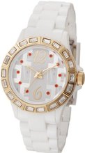 L by ELLE LE50003P01 White Plastic Stones Gold-Tone Bezel