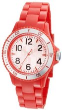 L by ELLE LE50007P04 Red Plastic Silver-Tone Bezel