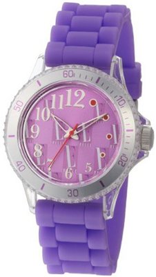 L by ELLE LE50009P03 Plastic Purple Silicone Band Purple Dial