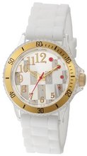 L by ELLE LE50009P04 Plastic White Silicone Band Gold-Tone Bezel