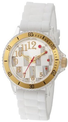 L by ELLE LE50009P04 Plastic White Silicone Band Gold-Tone Bezel