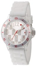 L by ELLE LE50009P05 Plastic White Silicone Band Silver Bezel