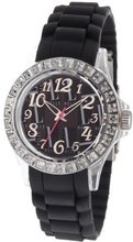 L by ELLE LE50010P03 Black Plastic Stones Silver-Tone Bezel