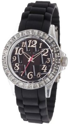 L by ELLE LE50010P03 Black Plastic Stones Silver-Tone Bezel