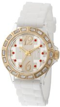 L by ELLE LE50012P03 White Plastic Stones Gold-Tone Bezel