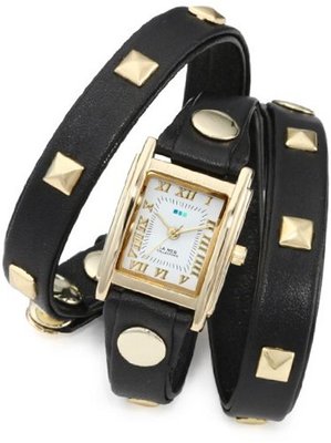 La Mer Collections LMLW1010A Black Gold Pyramid Stud Wrap