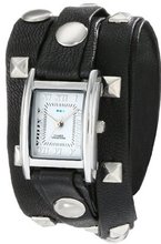 La Mer Collections LMLW1010B Pyramid Studded Top Layer Black and Silver Leather