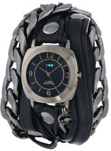 La Mer Collections LMSCW2001 Corsica Black Layer Strap Gunmetal Malibu Chain Odyssey Case Black Dial
