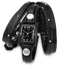 La Mer Collections LMSW1002 Black Patent Face Studded Layer Wrap