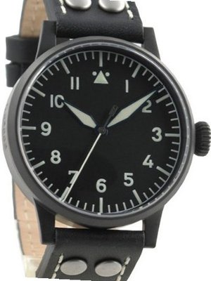 Laco Damme Black PVD Swiss Quartz Pilot with Sapphire Crystal 861792