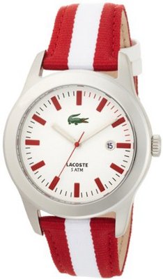 Lacoste 2010502 Advantage Red and White Grosgrain Strap White Dial