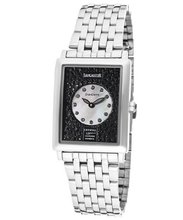 Ã¢â'¬â"¢s GranDame Black & White Swarovski Crystal White MOP/Black Dial Stainless Steel