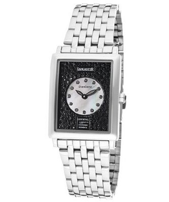 Ã¢â'¬â"¢s GranDame Black & White Swarovski Crystal White MOP/Black Dial Stainless Steel