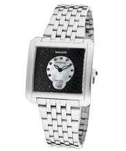 Ã¢â'¬â"¢s GranDame White & Black Swarovski Crystal White MOP/Silver Dial Stainless Steel
