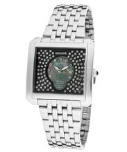 Ã¢â'¬â"¢s GranDame White Swarovski Crystal Black MOP/Black Dial Stainless Steel