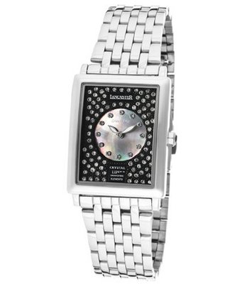 Ã¢â'¬â"¢s GranDame White Swarovski Crystal Gray MOP/Black Dial Stainless Steel