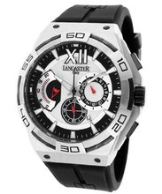 Acquascope Chronograph Silver Tone Textured Dial Black Silicone