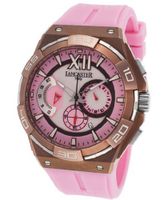 Acquascope Chronograph Silver Tone Textured Dial Pink Silicone