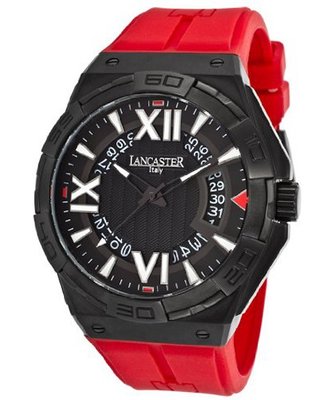 Acquascope Tempo Black Textured Dial Red Silicone
